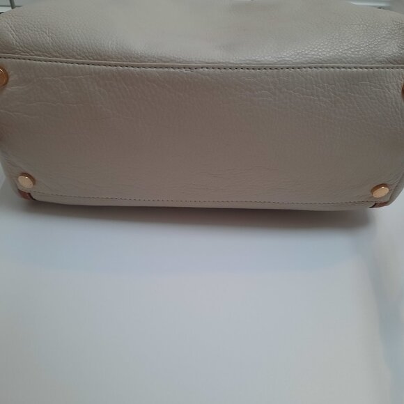 Michael Kors Margo White Pebble Leather Logo Top Handle Satchel Bag - Picture 8 of 9